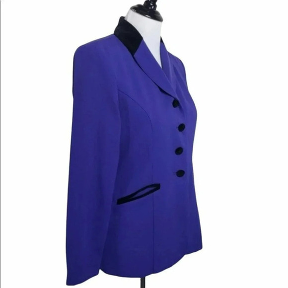 Amanda Smith 4P Purple equestrian style blazer‎ w/ black velvet trim - Picture 4 of 6